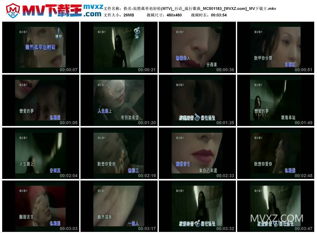 佚名-虽然孤单也轻松(MTV)_台语_流行歌曲_MC501183